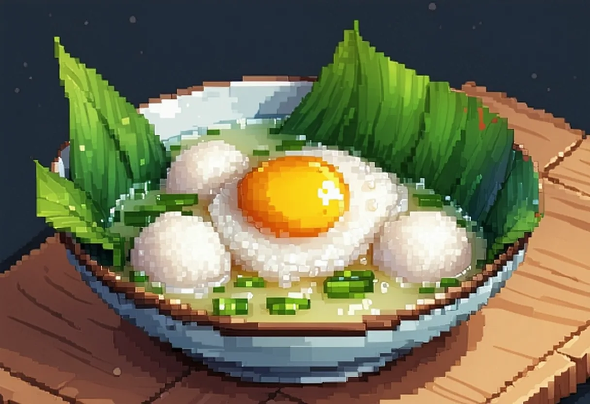 Bua Loy Kai Wan (Rice Balls with Poached Egg)